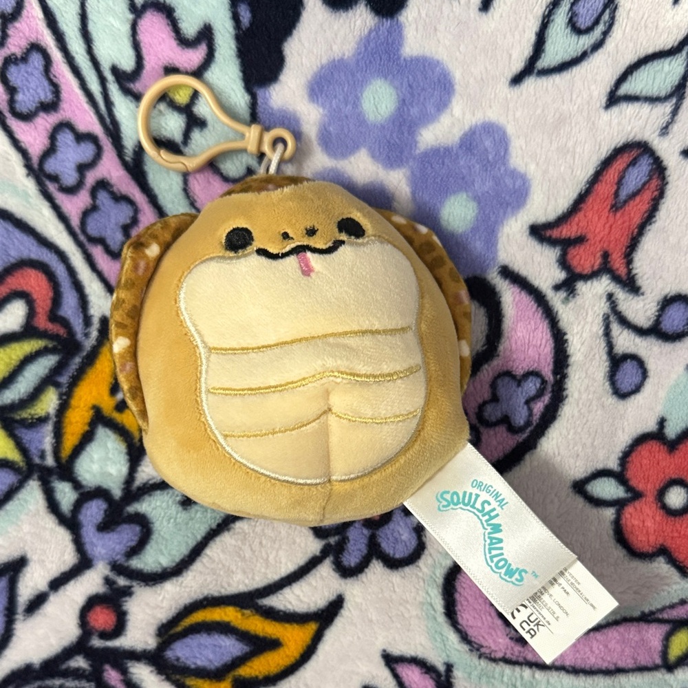 Squishmallows Tan and Cream snake Plush Keychain